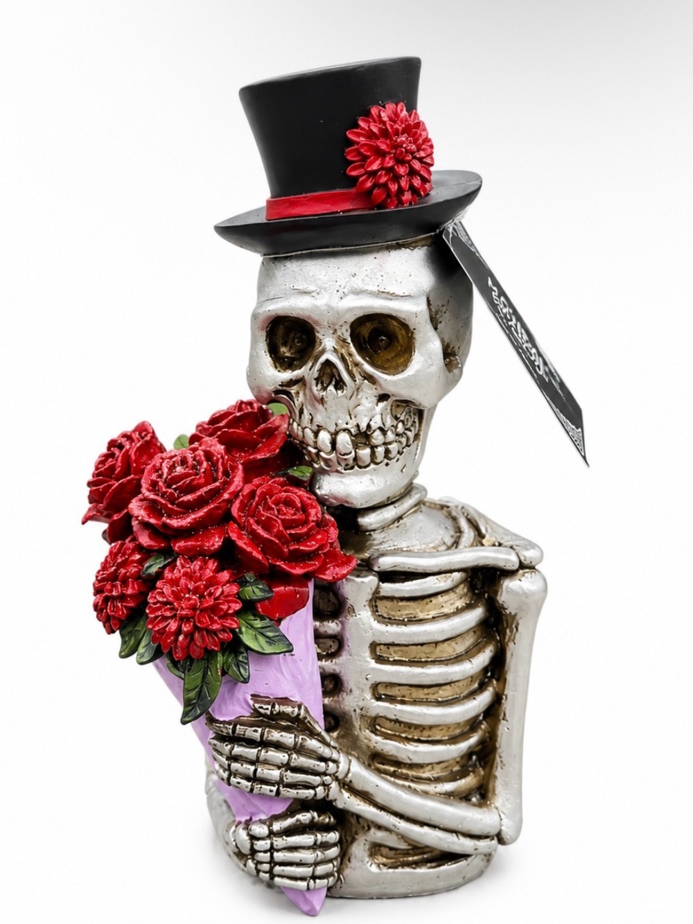 *BUY NOW* Skeleton with Bouquet Statue- Gothic Halloween Decor – 11" Tall